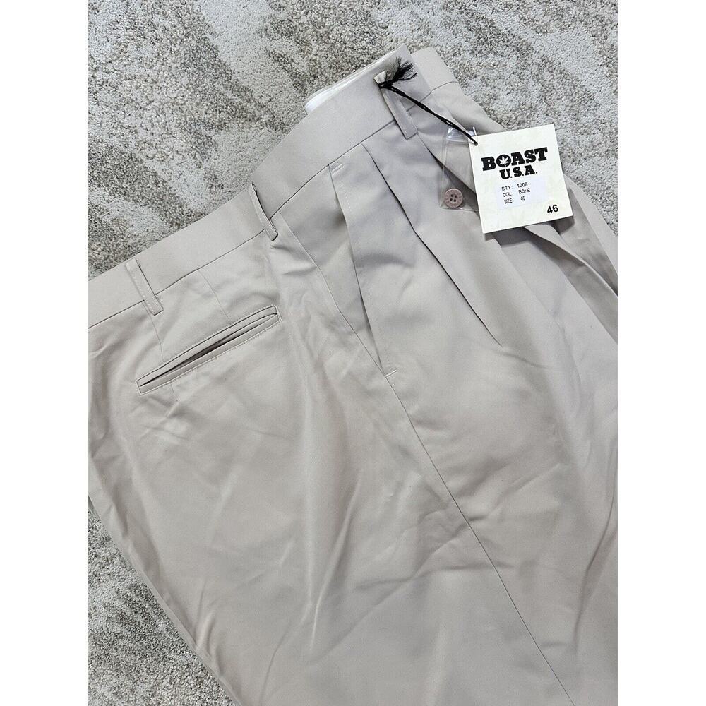 Boast U.S.A Men’s Beige Chino Shorts Big & Tall Size‎ 46 Front Pleated NWT